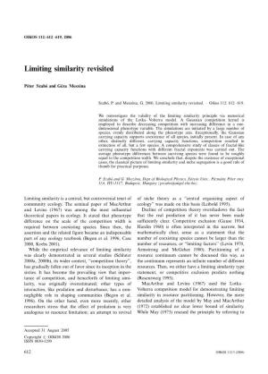 Limiting Similarity Revisited