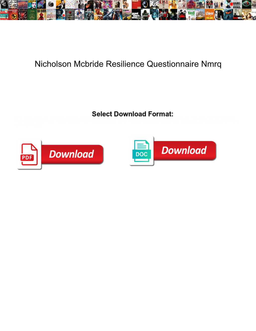 Nicholson Mcbride Resilience Questionnaire Nmrq