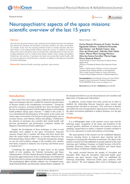 Neuropsychiatric Aspects of the Space Missions: Scientific Overview of the Last 15 Years