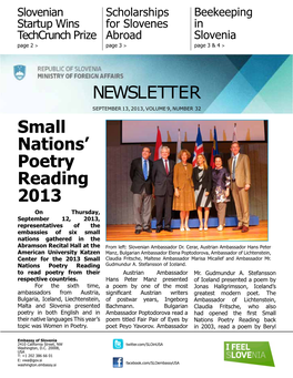 NEWSLETTER Small Nations' Poetry Reading 2013