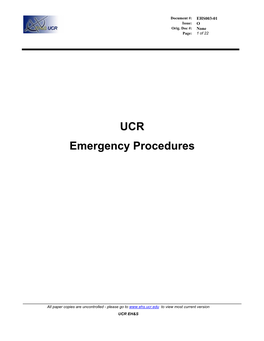 UCR Emergency Procedures