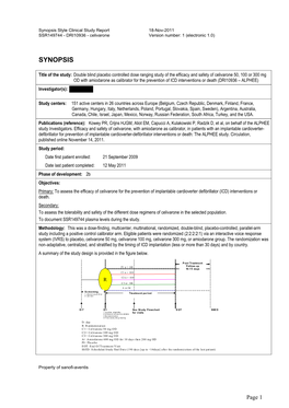 Synopsis Style Clinical Study Report 18-Nov-2011 SSR149744 - DRI10936 - Celivarone Version Number: 1 (Electronic 1.0)