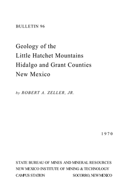 Geology of the Little Hatchet Mountains, Hidalgo and Grant