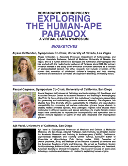 Exploring the Human-Ape Paradox a Virtual Carta Symposium