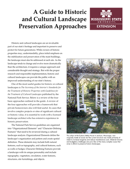 A Guide to Historic and Cultural Landscape Preservation Approaches