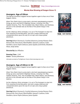 Movies Now Showing at Paragon Grove 13 - Extranet: the Bigscreen Cinema Guide