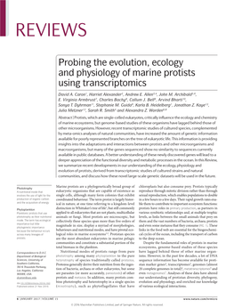 Probing the Evolution, Ecology and Physiology of Marine Protists Using Transcriptomics