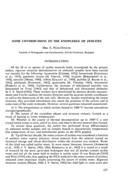 Some Contributions to the Knowledge of Zeolites