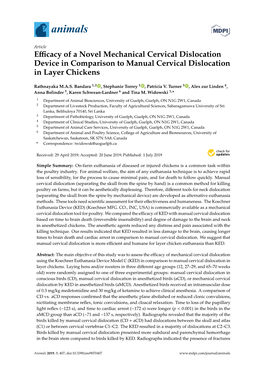 Efficacy of a Novel Mechanical Cervical Dislocation Device In