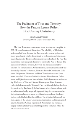 The Paulinism of Titus and Timothy: How the Pastoral Letters Reflect First Century Christianity