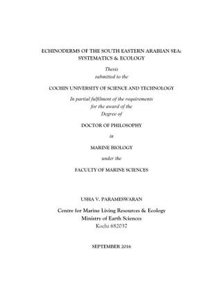 Thesis Submitted to the in Partial Fulfilment of the Requirements for The