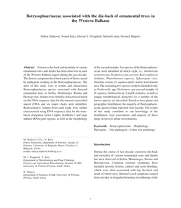 Botryosphaeriaceae Associated with the Die-Back of Ornamental Trees in the Western Balkans