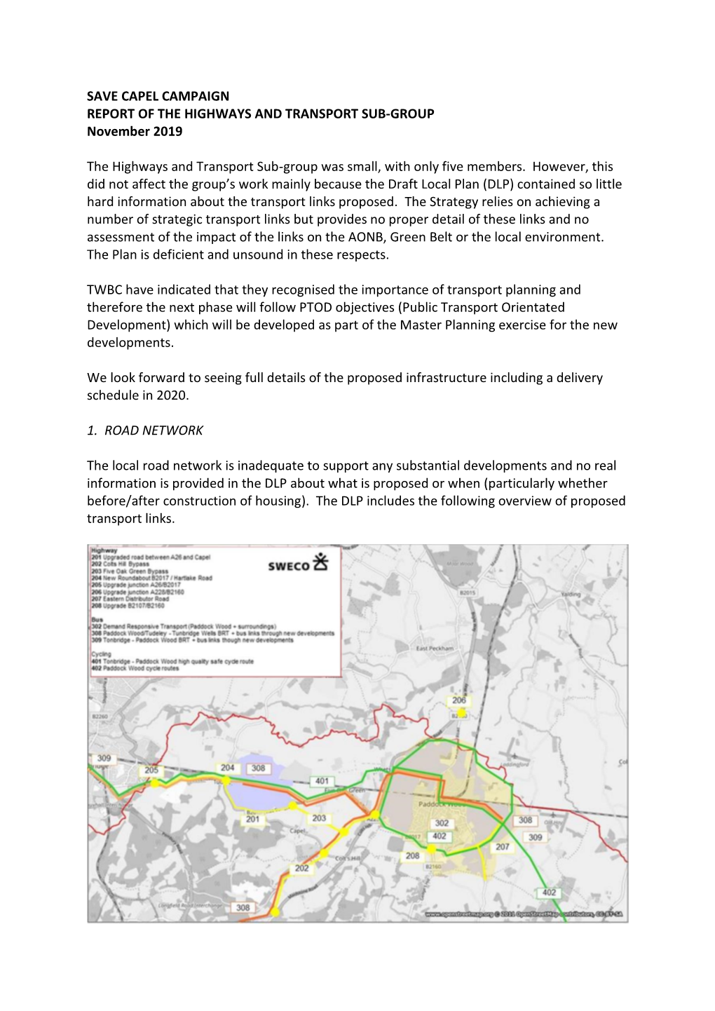 Save Capel Transport Group Report