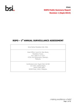 RSPO Public Summary Report Revision 1 (Sept/2014)