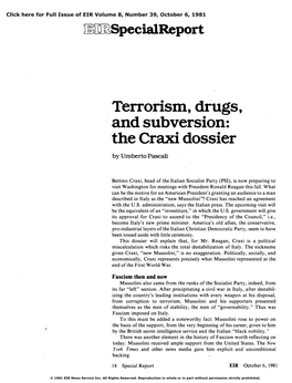 Terroris, Drugs, and Subversion: the Craxi Dossier