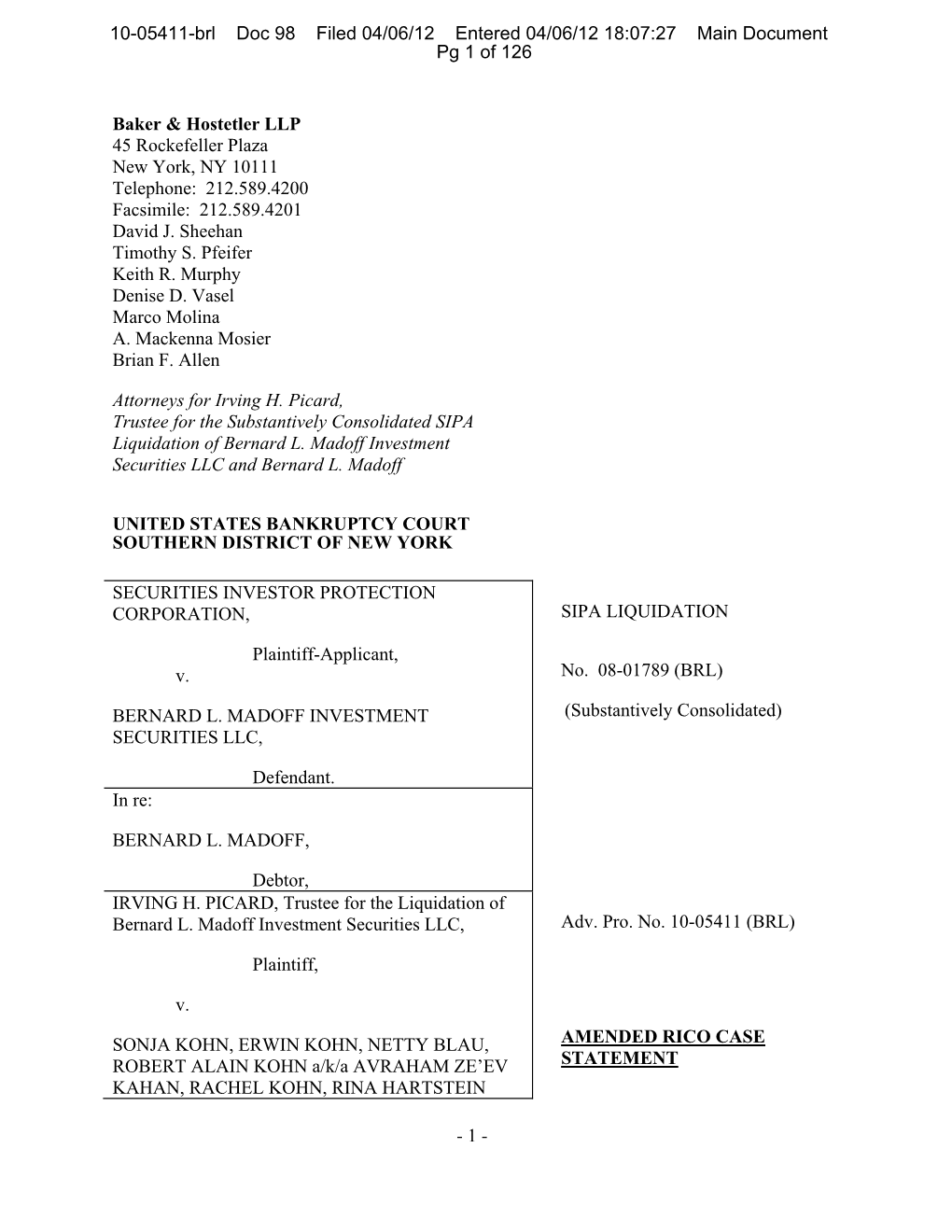 10-05411-Brl Doc 98 Filed 04/06/12 Entered 04/06/12 18:07:27 Main Document Pg 1 of 126