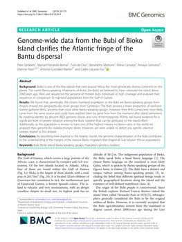 Genome-Wide Data from the Bubi of Bioko Island Clarifies the Atlantic