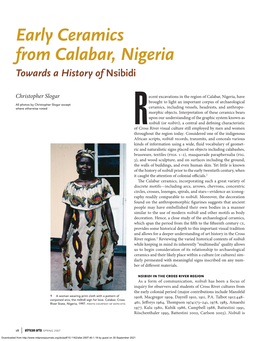 Early Ceramics from Calabar, Nigeria Towards a History of Nsibidi