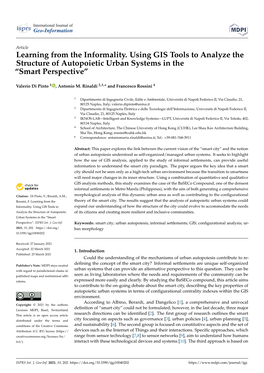 Learning from the Informality. Using GIS Tools to Analyze the Structure of Autopoietic Urban Systems in the “Smart Perspective”