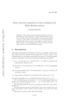 Some Convexity Properties in Direct Integrals and K\" Othe-Bochner