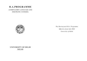 B.A.Programme (Compulsory Language and Discipline Courses)
