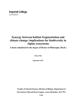 Synergy Between Habitat Fragmentation and Climate Change