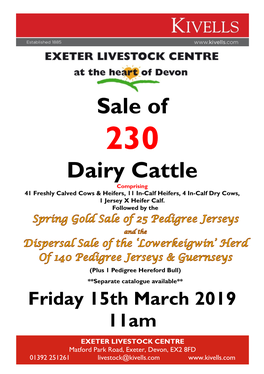 Sale of Dairy Cattle