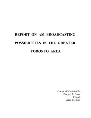 Report on Am Broadcasting Possibilities in the Greater