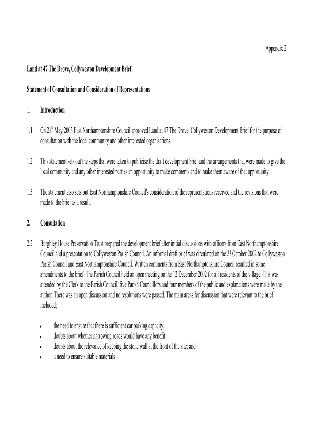 Appendix 2 Land at 47 the Drove, Collyweston Development Brief