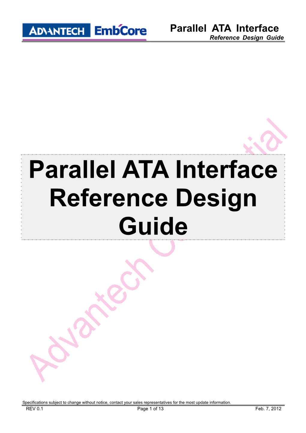 Parallel ATA Interface Reference Design Guide