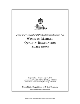 Wines of Marked Quality Regulation B.C