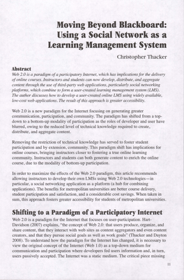 Using a Social Network As a Learning Management System Christopher Thacker