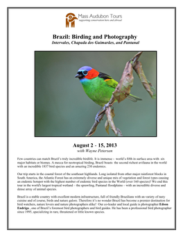 Brazil: Birding and Photography Intervales, Chapada Dos Guimarães, and Pantanal