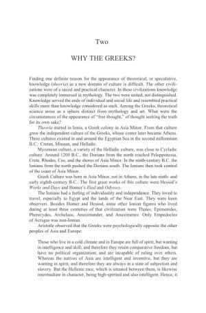 Two WHY the GREEKS?