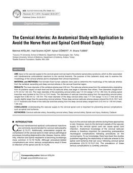 The Cervical Arteries: an Anatomical Study with Application to Avoid the Nerve Root and Spinal Cord Blood Supply