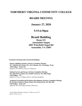 Brault Building Room 321 Annandale Campus 4001 Wakefield Chapel Rd Annandale, VA 22003