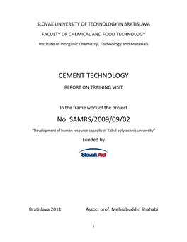 CEMENT TECHNOLOGY No. SAMRS/2009/09/02