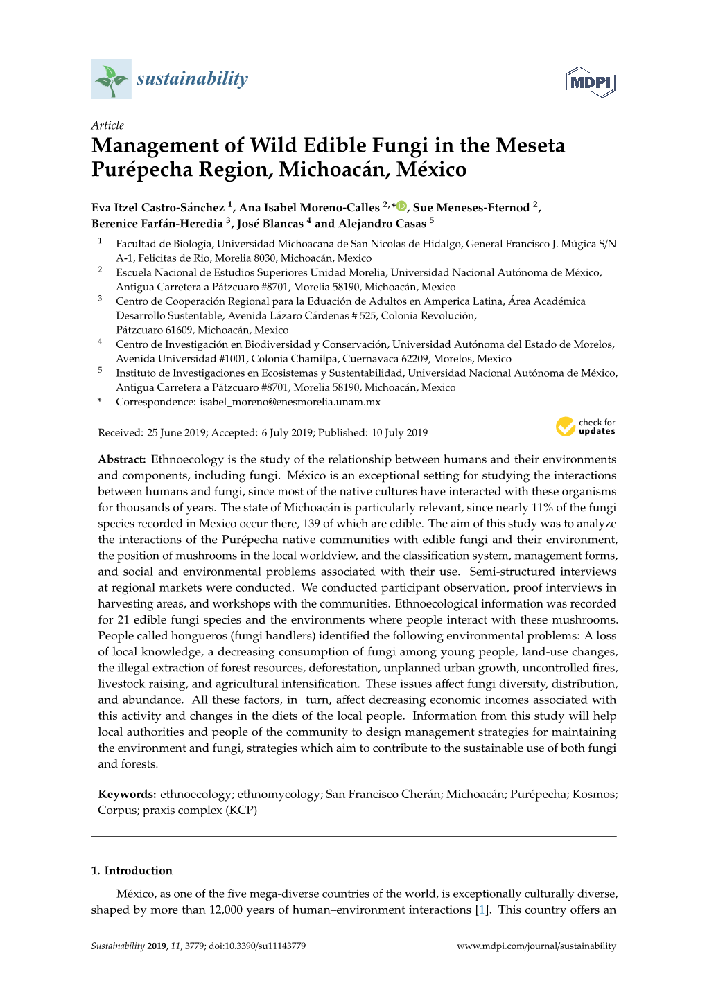 Management of Wild Edible Fungi in the Meseta Purépecha Region, Michoacán, México