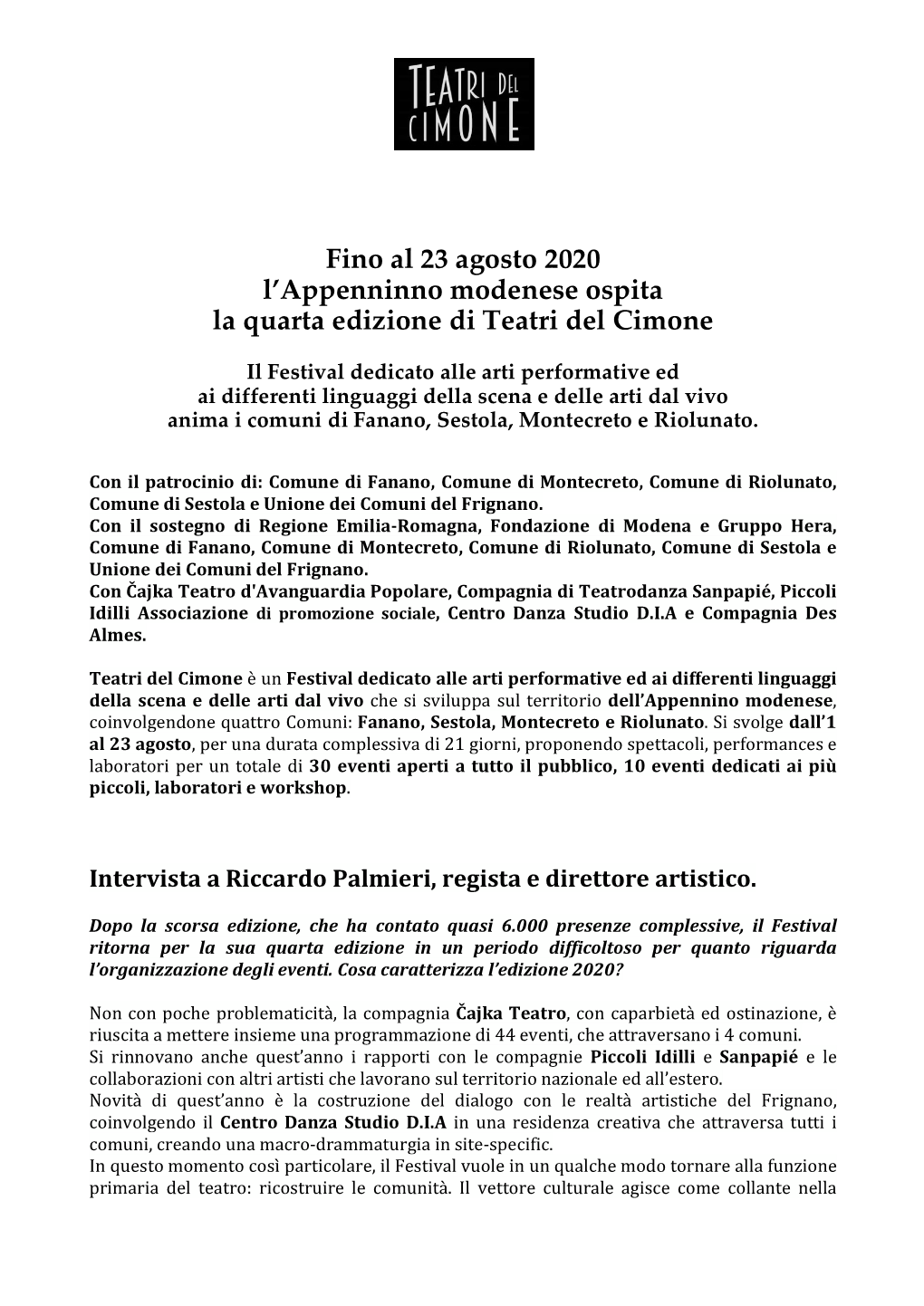 Fino Al 23 Agosto 2020 L'appenninno Modenese Ospita La Quarta Edizione