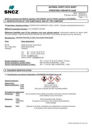 Material Safety Data Sheet Strontium Chromate L203e