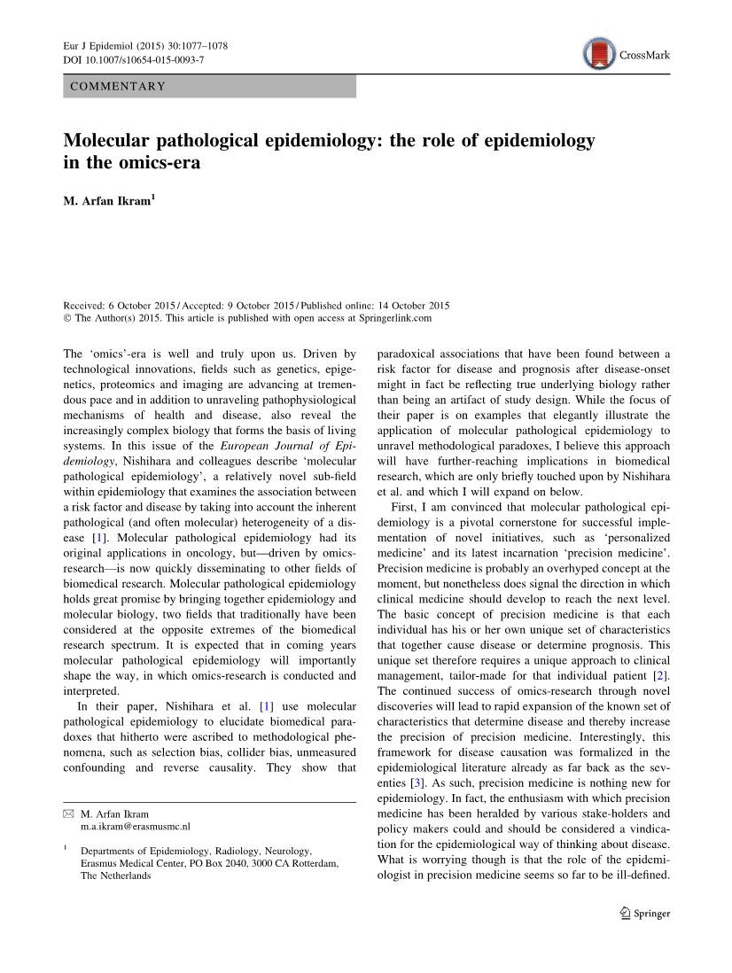 Molecular Pathological Epidemiology: the Role of Epidemiology in the Omics-Era