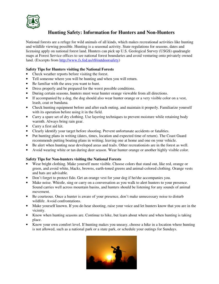 Hunting Safety: Information for Hunters and Non-Hunters