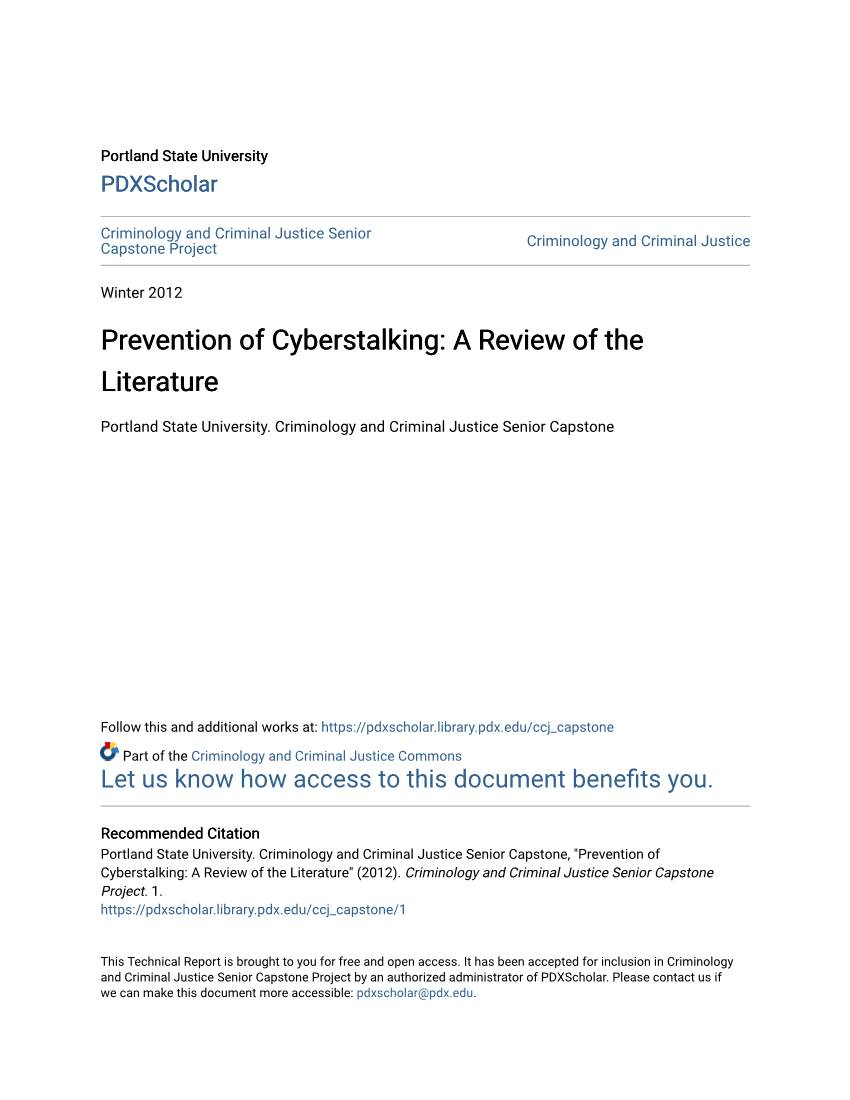 Prevention of Cyberstalking: a Review of the Literature