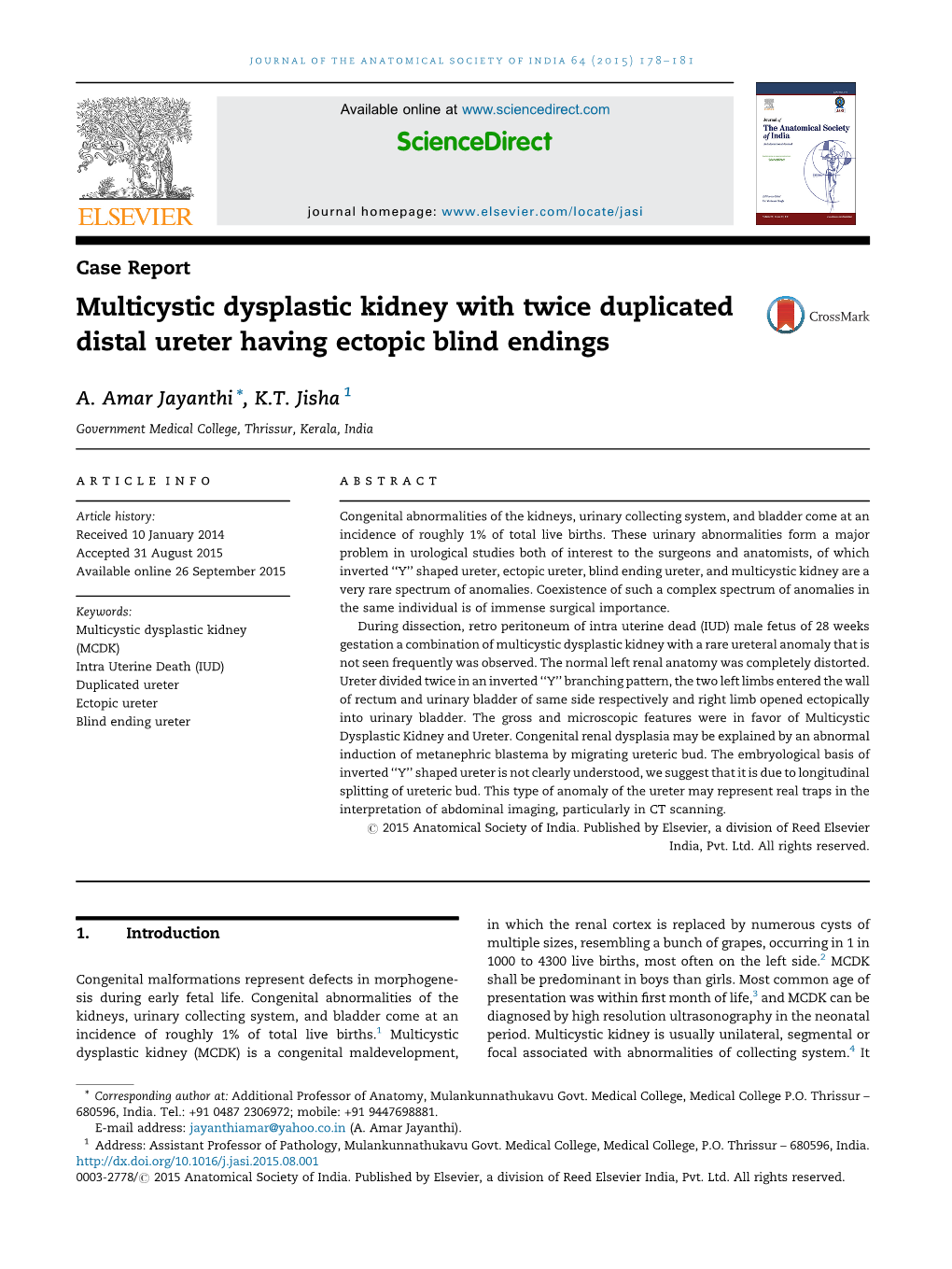 Multicystic Dysplastic Kidney with Twice Duplicated Distal Ureter Having Ectopic Blind Endings