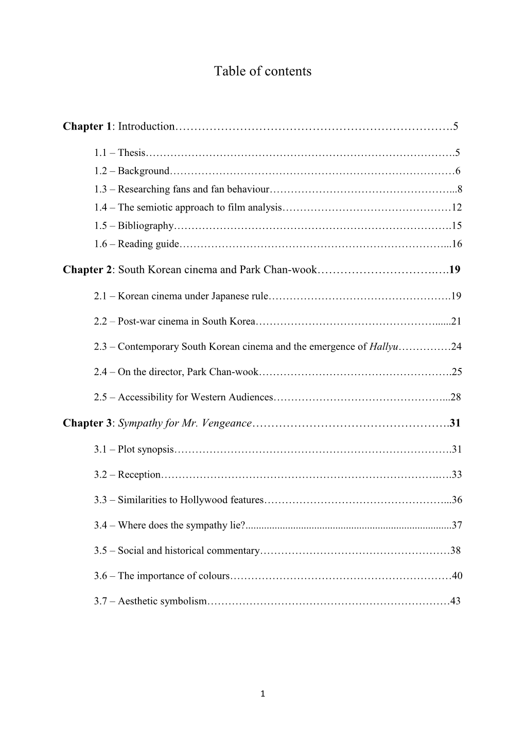 Table of Contents