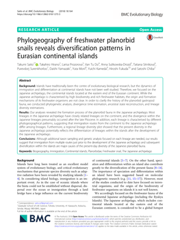 Phylogeography of Freshwater Planorbid Snails Reveals