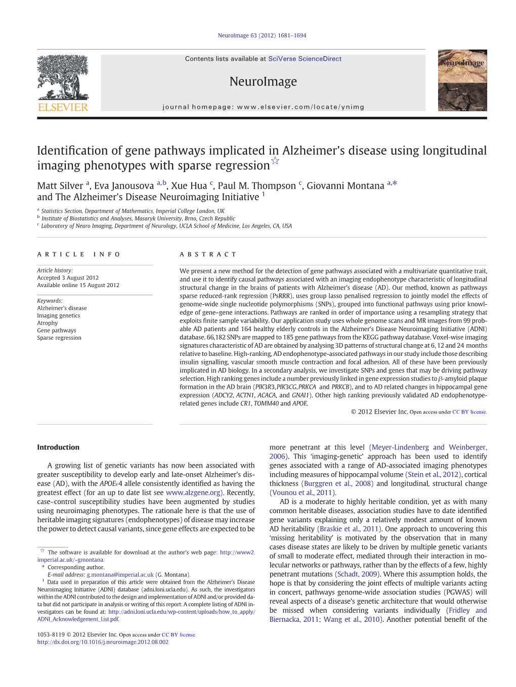 Identification of Gene Pathways Implicated in Alzheimer's Disease