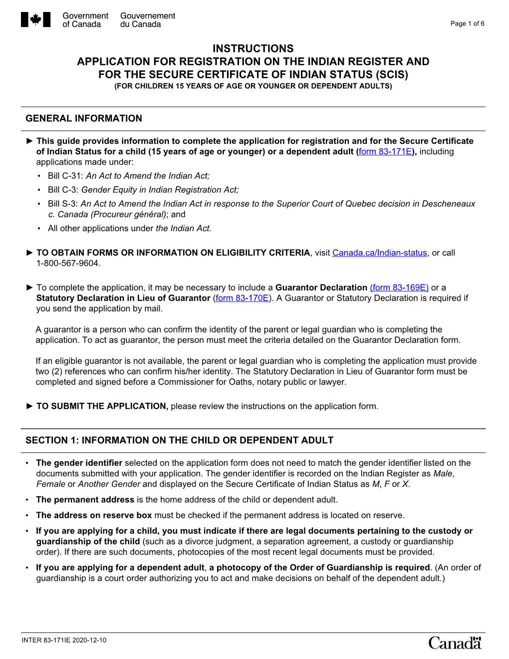 guarantor declaration form 83-169e