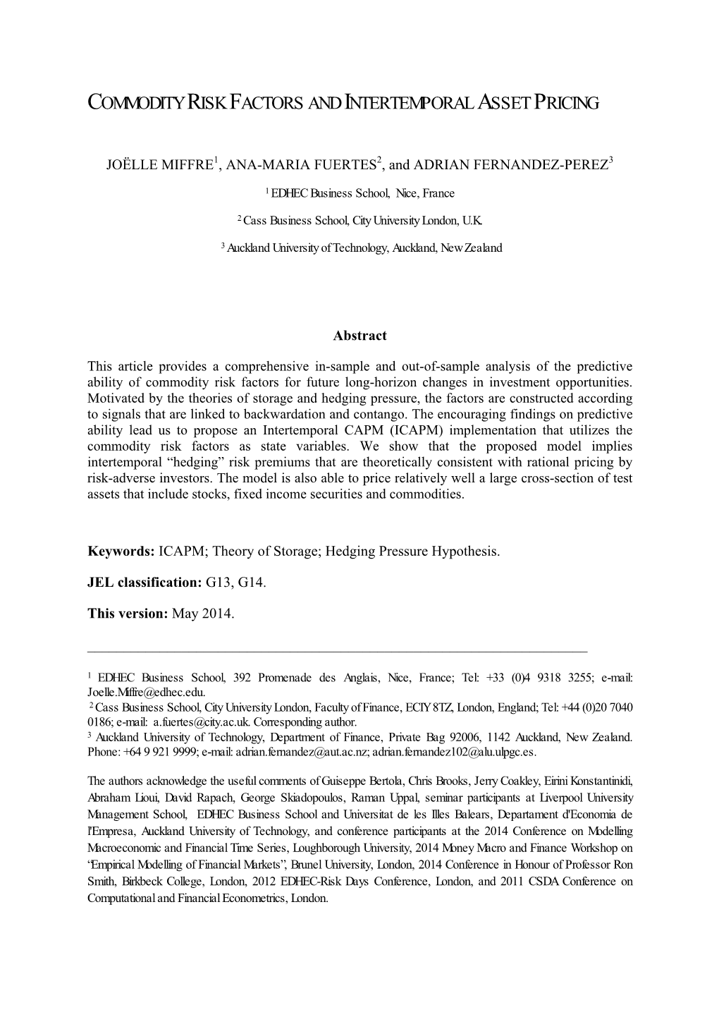 Commodity Risk Factors and Intertemporal Asset Pricing