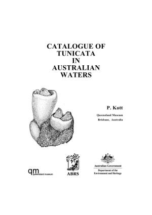 Catalogue of Tunicata in Australian Waters
